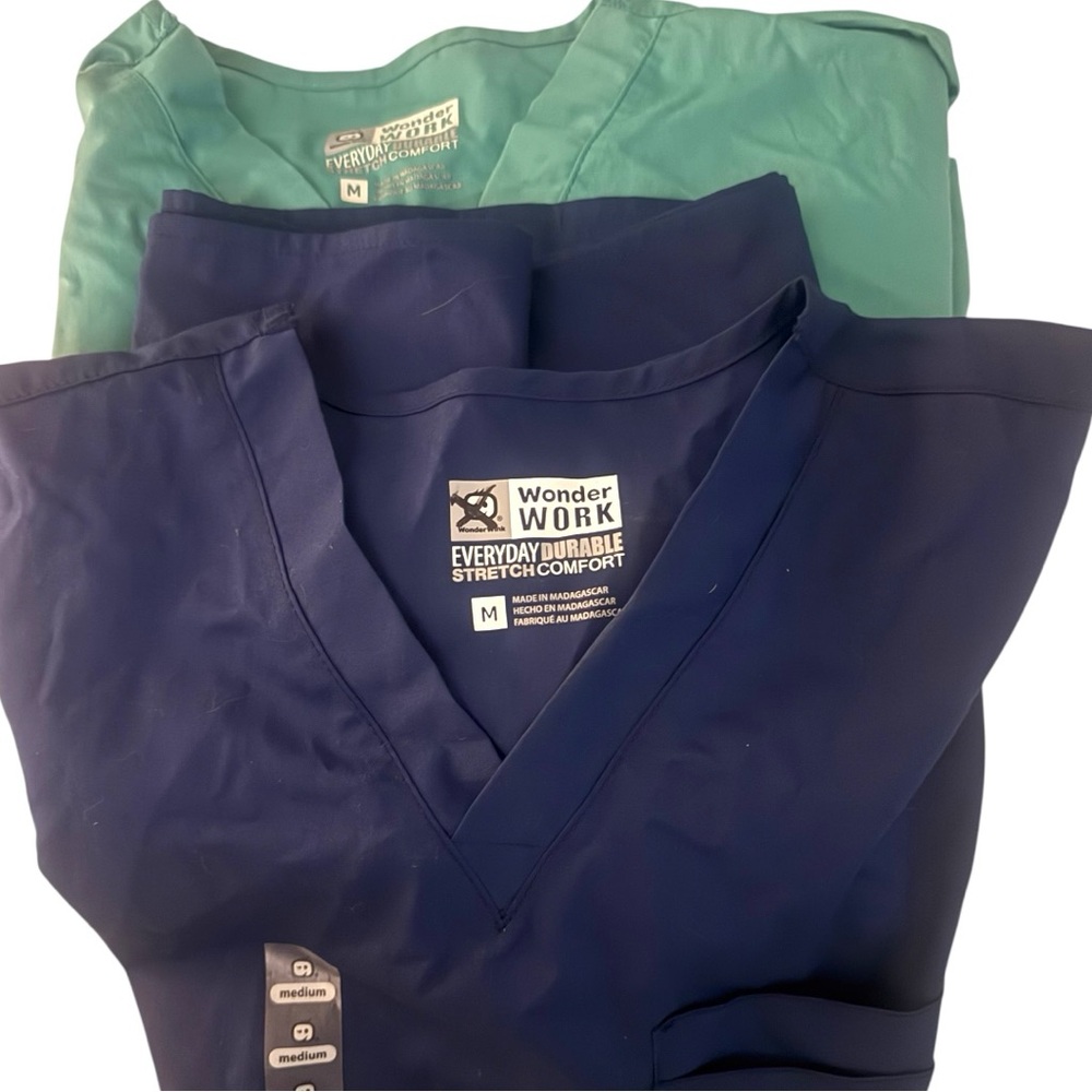WonderWork Teal and Navy Scrub Tops
